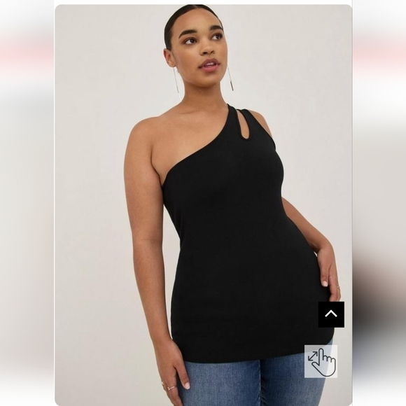 Torrid Foxy One Shoulder Cutout Top, subtly sexy, plus size 5x,  black - Picture 2 of 6